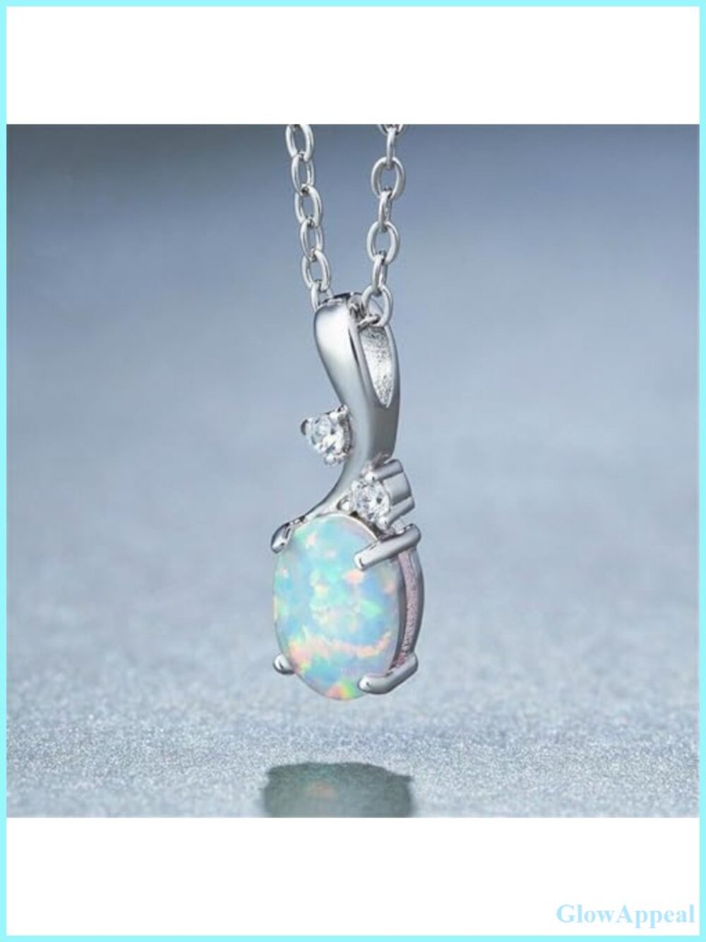 Silver Plated Necklace with Oval Opal Pendant Elegant Jewelry Gift
